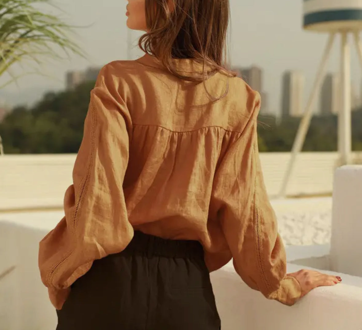 Linen Blouse with Full Sleeves- Plus sizes available